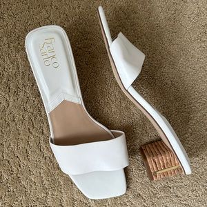 NWOT France Sarto Raffia Block Heels (9.5)